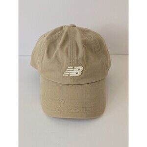 New Balance Classic 6 Panel Baseball Cap Khaki Tan Curved Brim Embroidered Logo